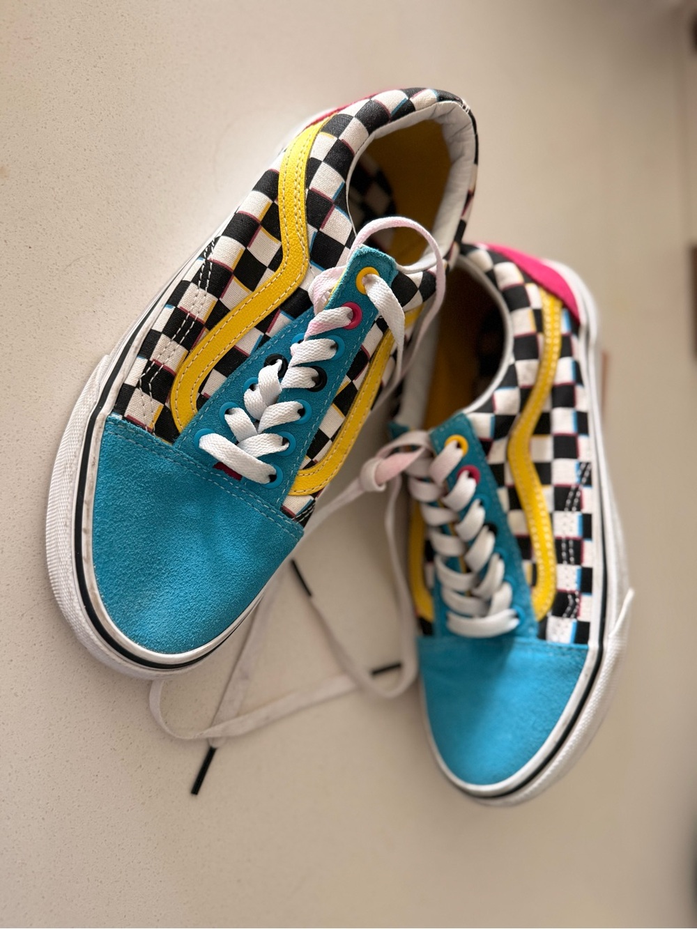 Vans Old Skool saved by the bell retro style checkered sneakers